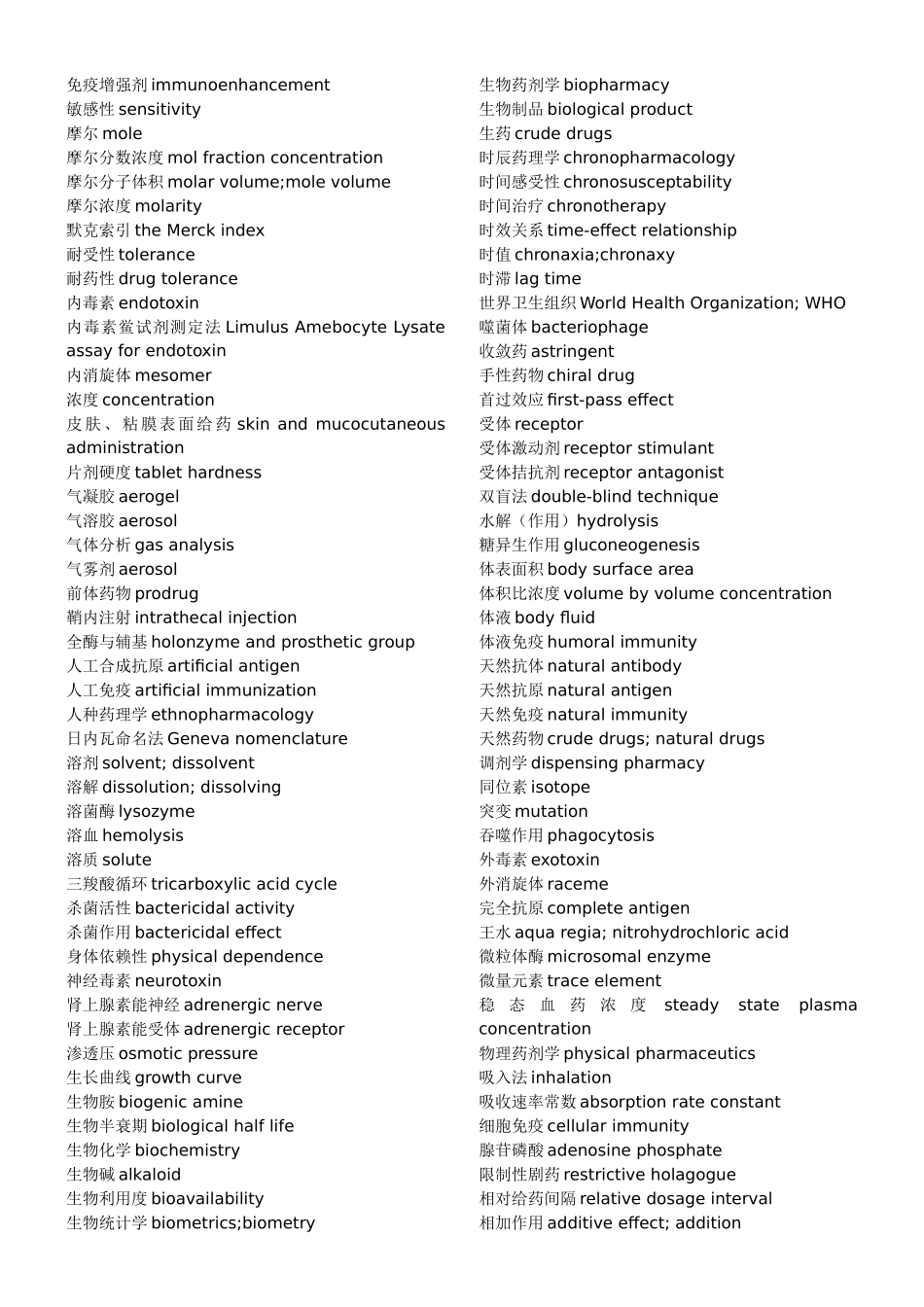 药理学名词中英文对照表_第3页