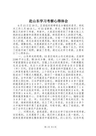 赴山东学习考察心得体会