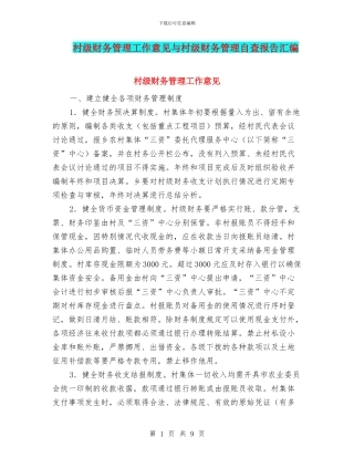 村级财务管理工作意见与村级财务管理自查报告汇编