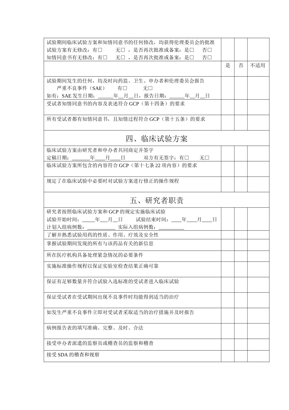 药物临床试验检查内容表_第2页