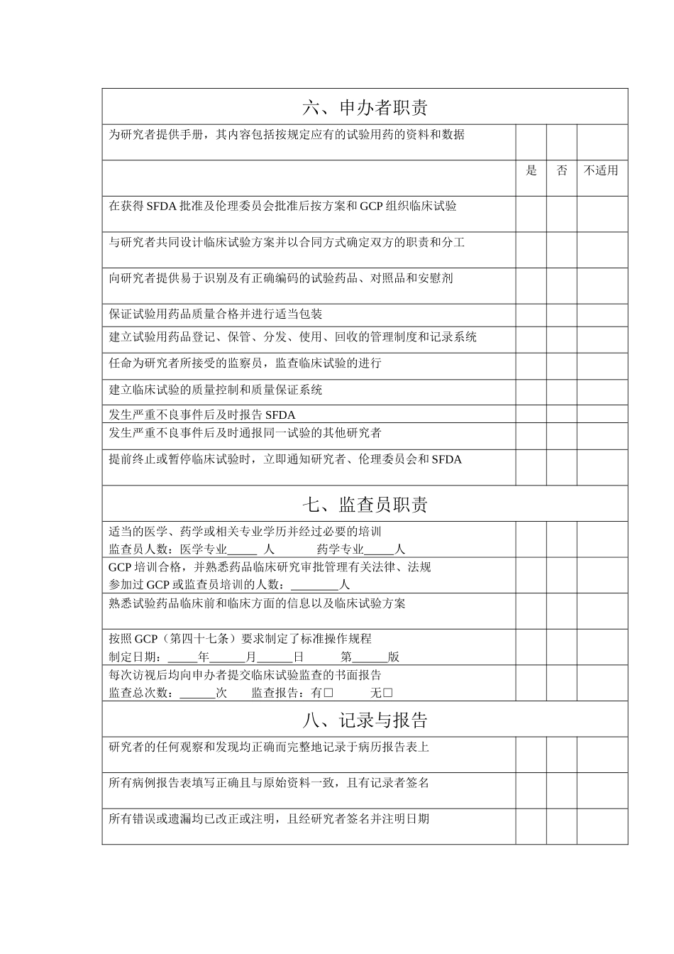 药物临床试验检查内容表_第3页