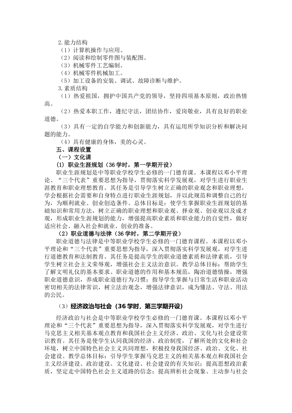 机械加工技术专业的教学计划_第3页