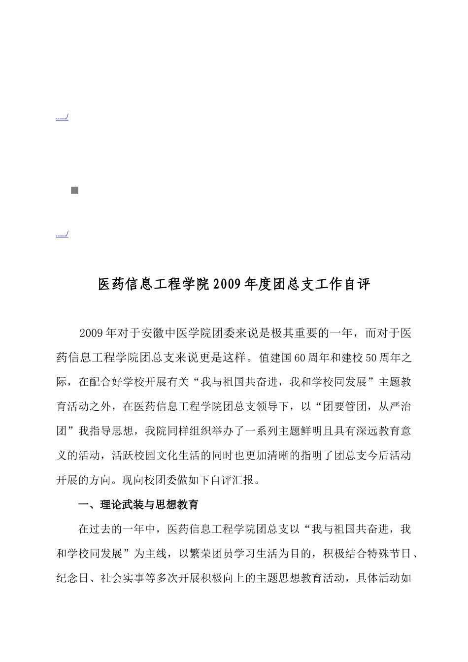 医药信息工程学院年度团总支工作自评_第1页