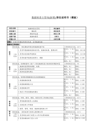 某服装生产企业数据核查主管职位说明书