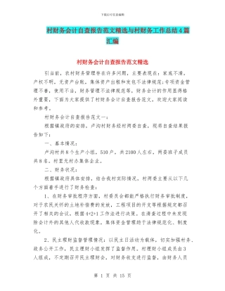 村财务会计自查报告范文精选与村财务工作总结4篇汇编