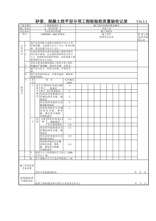 142 砂浆、混凝土找平层分项工程检验批质量验收记录TJ4-3-03
