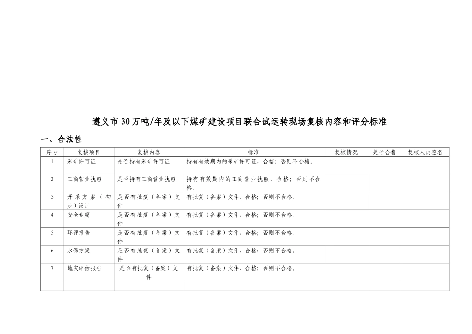 煤矿建设项目联合试运转复核内容与评分标准_第1页
