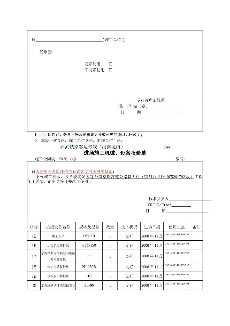 进场施工机械、设备报验单_第3页
