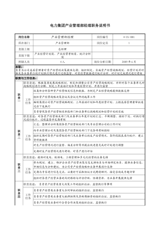 电力集团产业管理部经理职务说明书