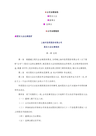 上海市医药股份有限公司公司治理结构与公司治理规则(DOC 53)