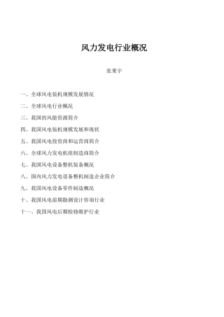 风力发电行业概况-武汉大学动力与机械学院