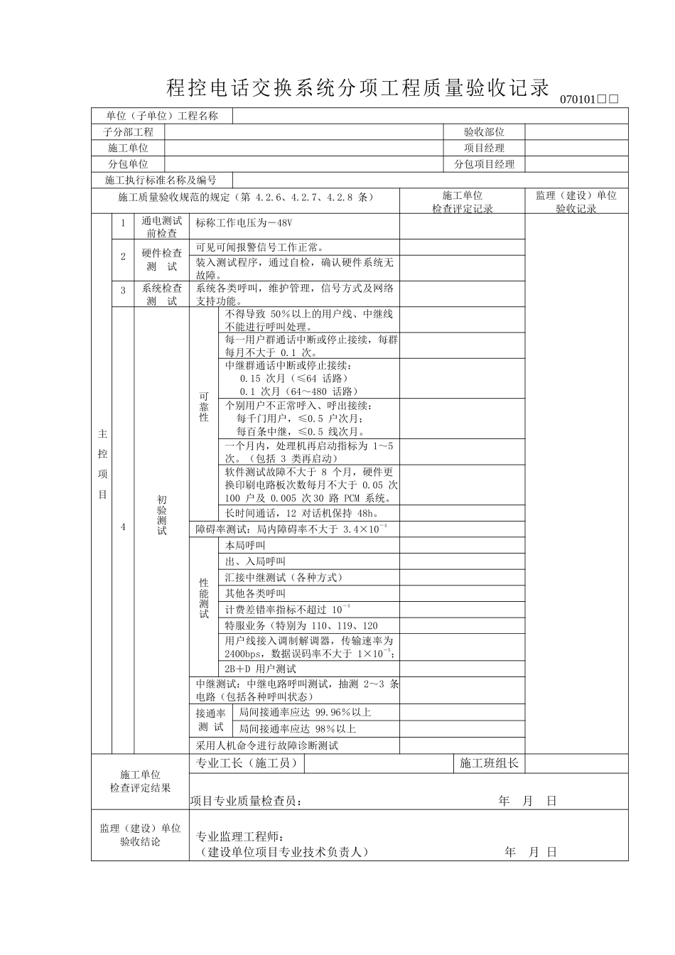 潍坊市【建筑资料填写实例】智能化工程资料表格_第3页