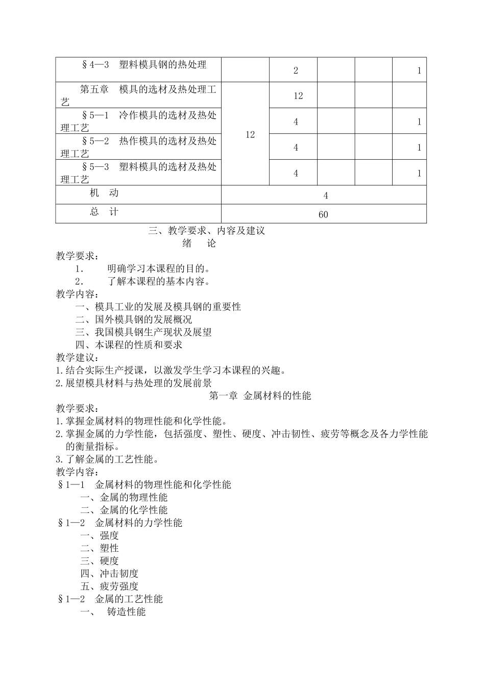 模具材料与热处理教学大纲_第2页