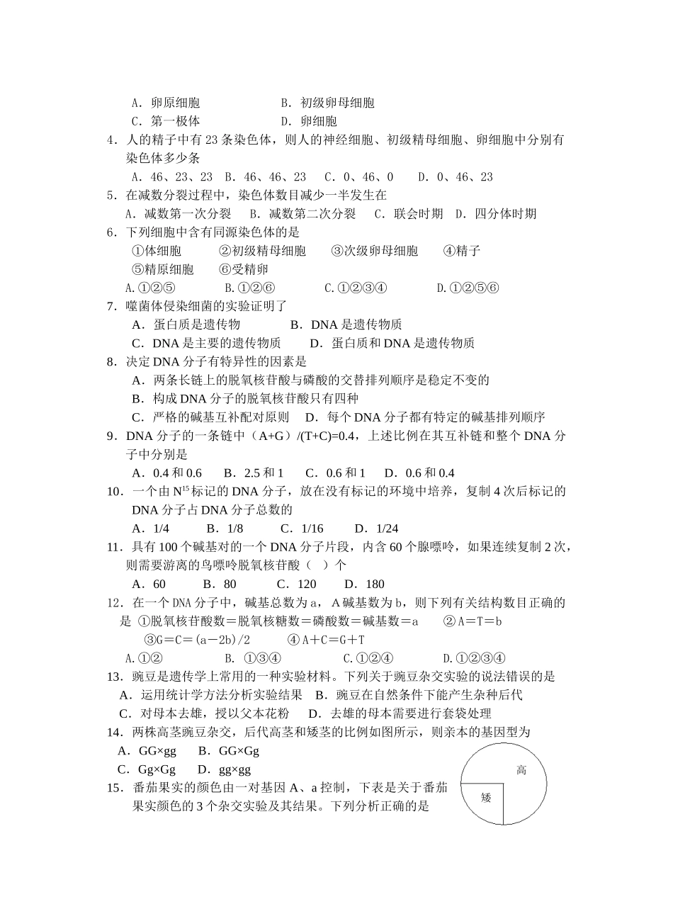 江苏省兴化中学生物测试模拟试卷_第2页