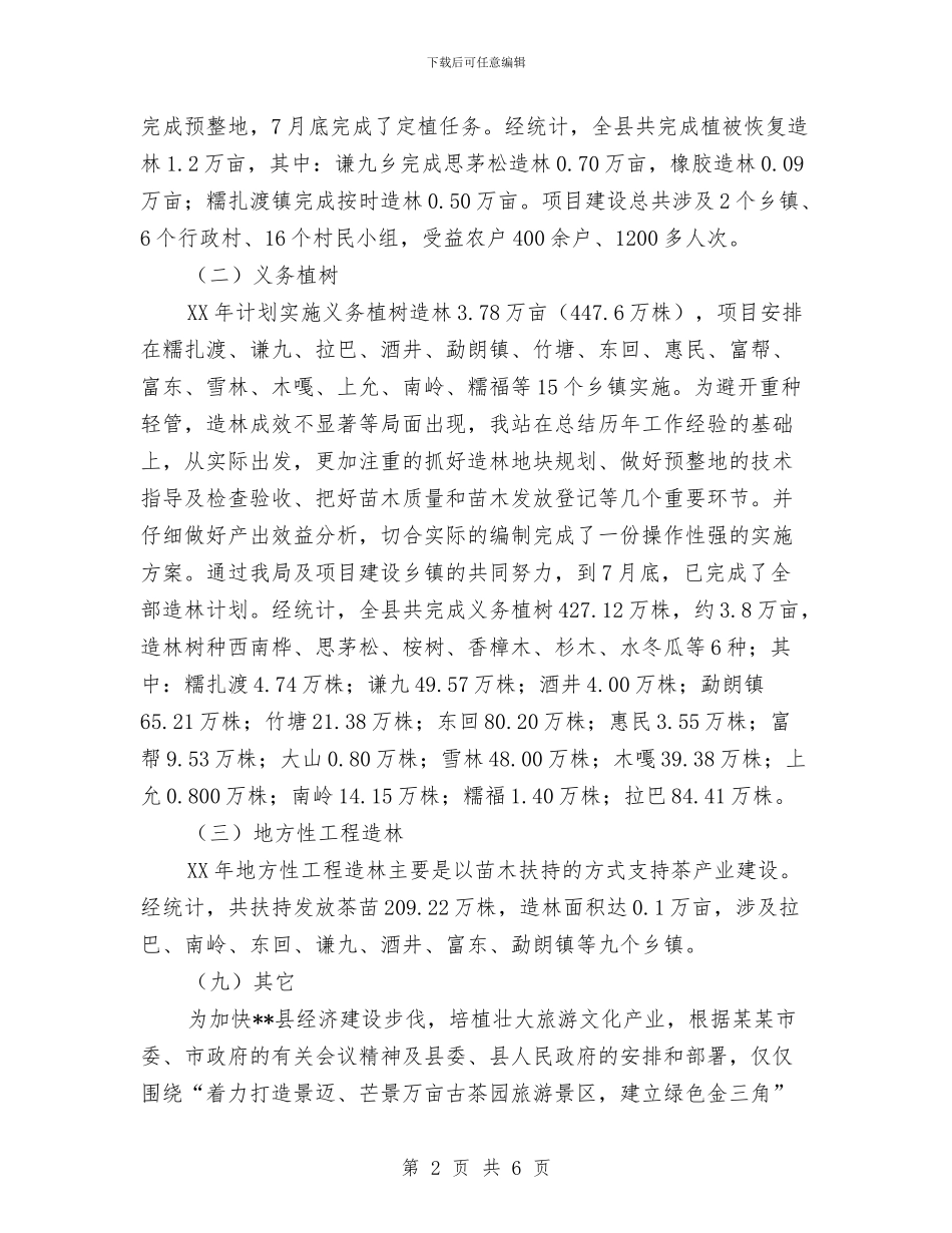 林业技术推广2024年度工作总结与林业站个人工作总结汇编_第2页