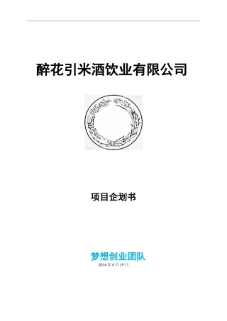醉花引米酒饮业有限公司策划书