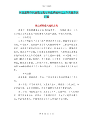 林业系统作风建设方案与林业系统双优工作实施方案汇编