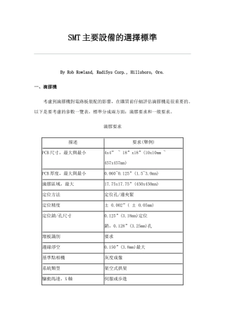 SMT主要設備的選擇標準