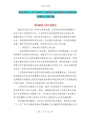 林业财务工作计划范文与林场先进性教育活动领导班子整改方案汇编