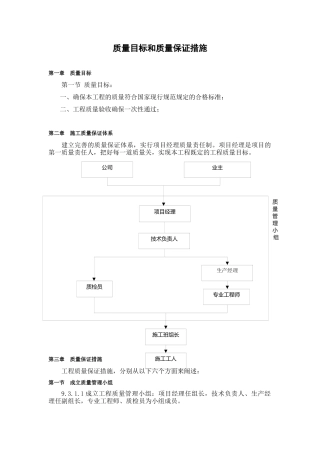 某工程质量目标和质量保证措施
