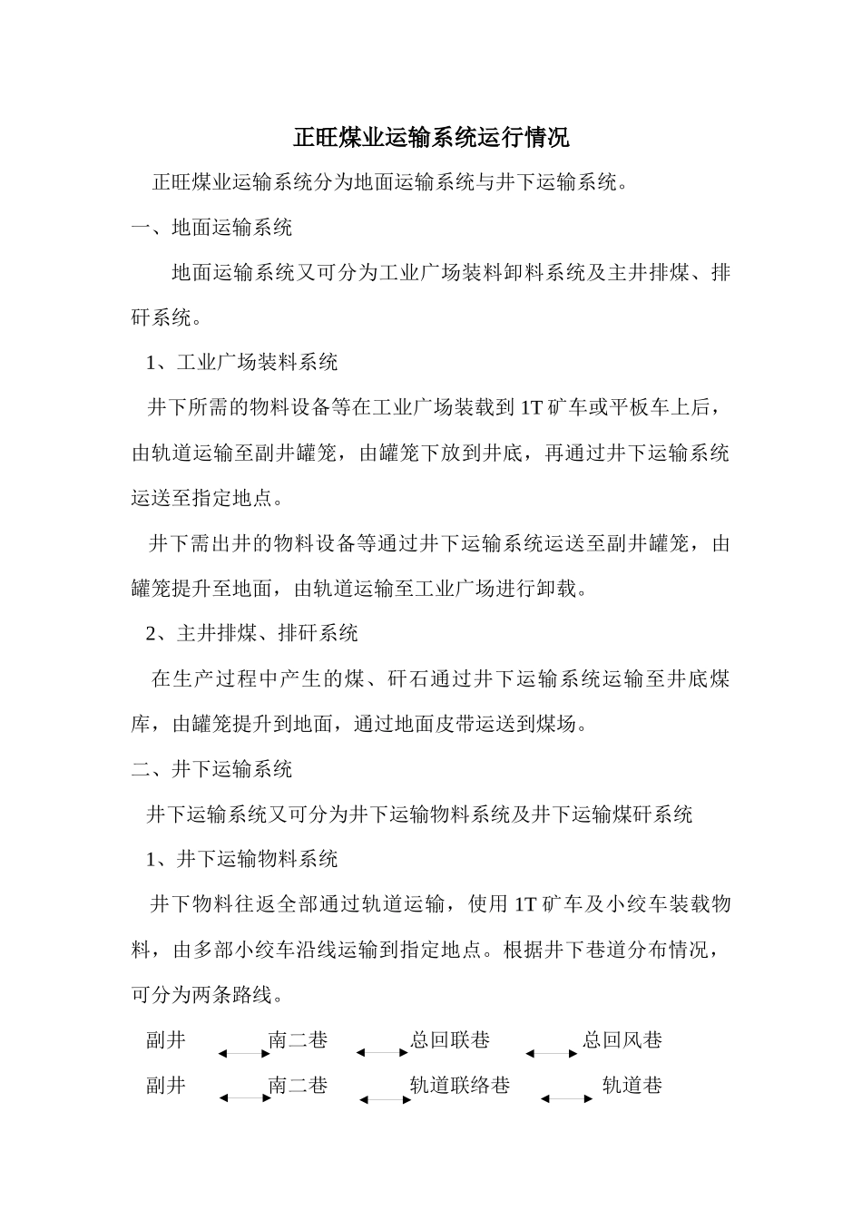 正旺运输系统运行情况_第1页