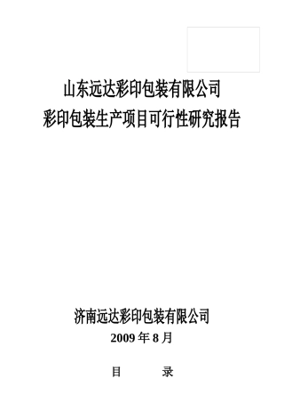 某公司彩印包装项目可行性研究报告