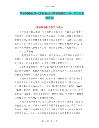 某乡网格化宣传工作总结与某乡联络组2024年工作总结汇编