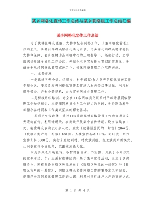 某乡网格化宣传工作总结与某乡联络组工作总结汇编
