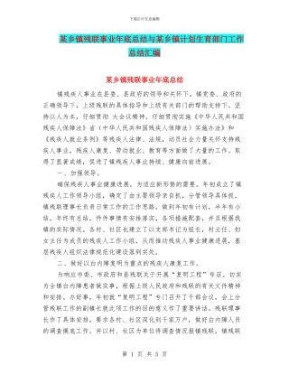 某乡镇残联事业年底总结与某乡镇计划生育部门工作总结汇编