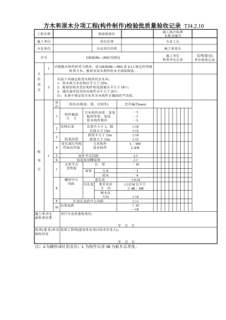109 方木和原木分项工程(构件制作)检验批质量验收记录TJ4-2-20