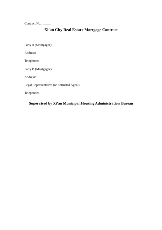 西安市房地产抵押合同英文翻译