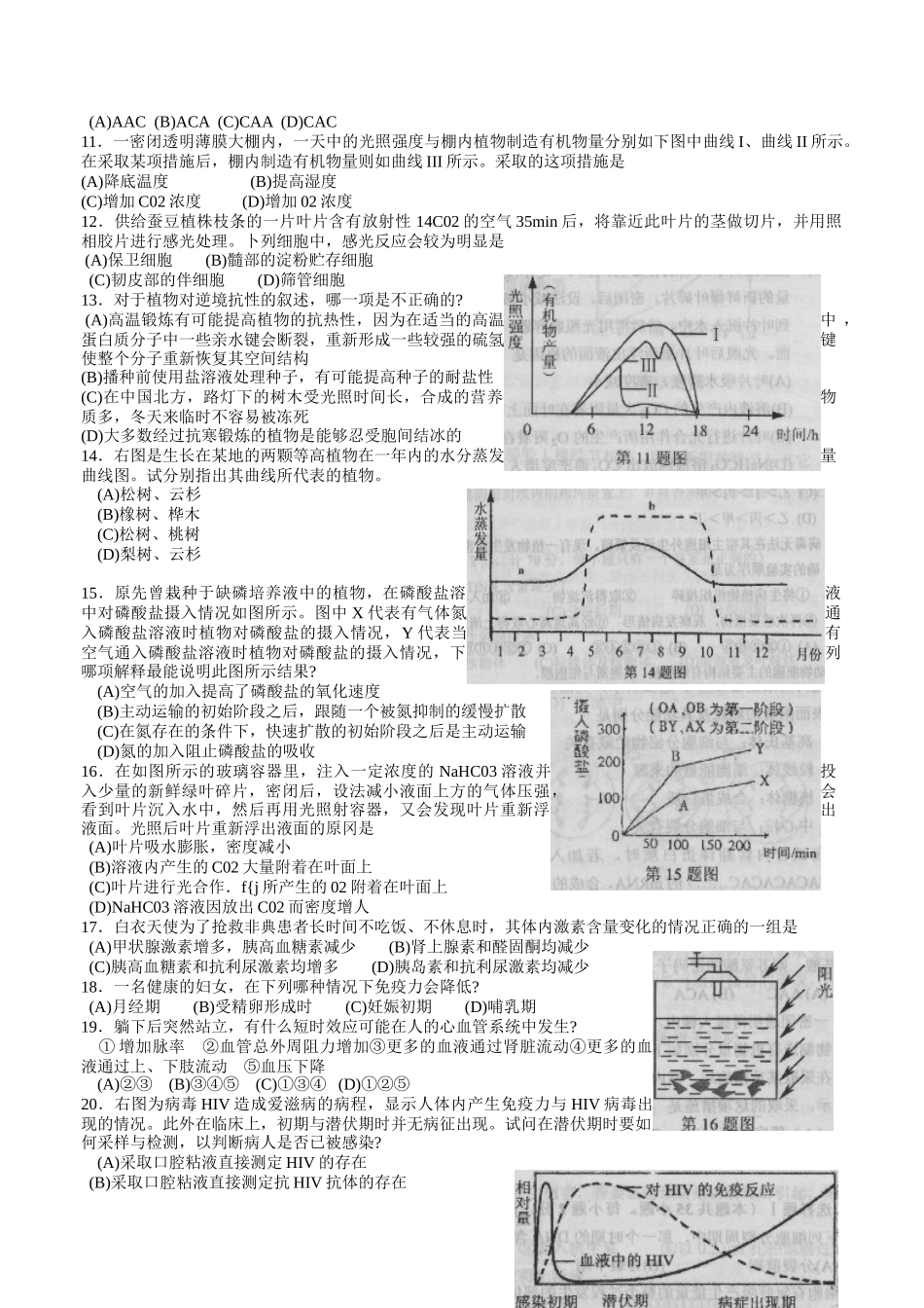 全国第四届高中生物学联赛预赛_第2页