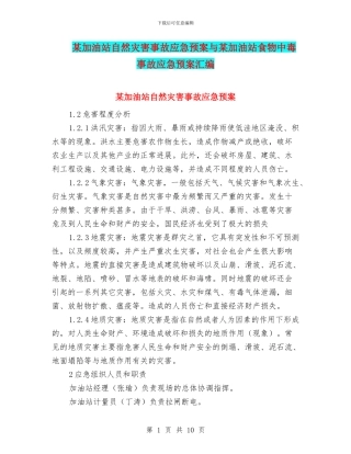 某加油站自然灾害事故应急预案与某加油站食物中毒事故应急预案汇编
