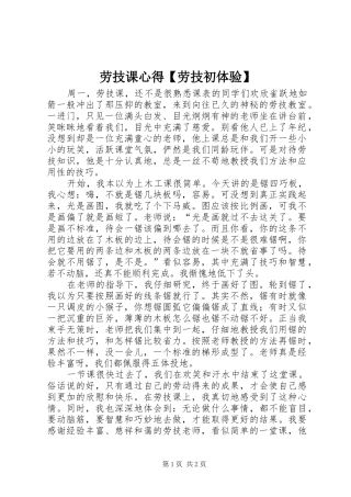 劳技课心得【劳技初体验】