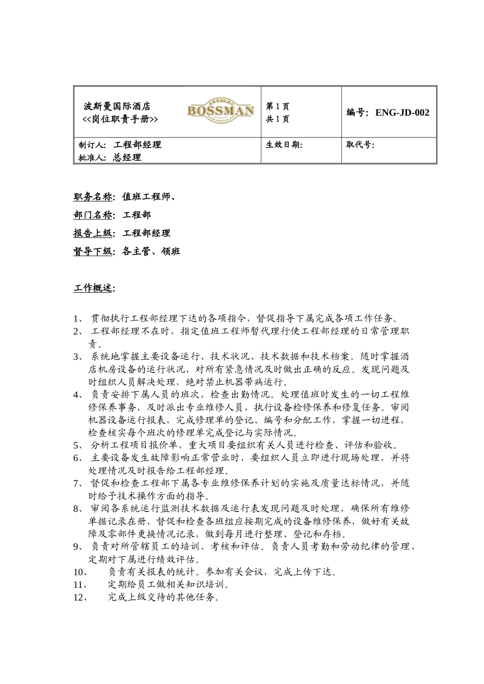 ajv_1125_某知名酒店工程部岗位职责手册_第2页
