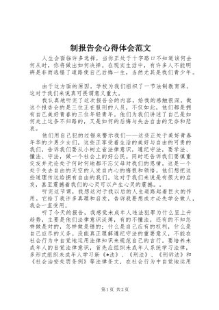 制报告会心得体会范文