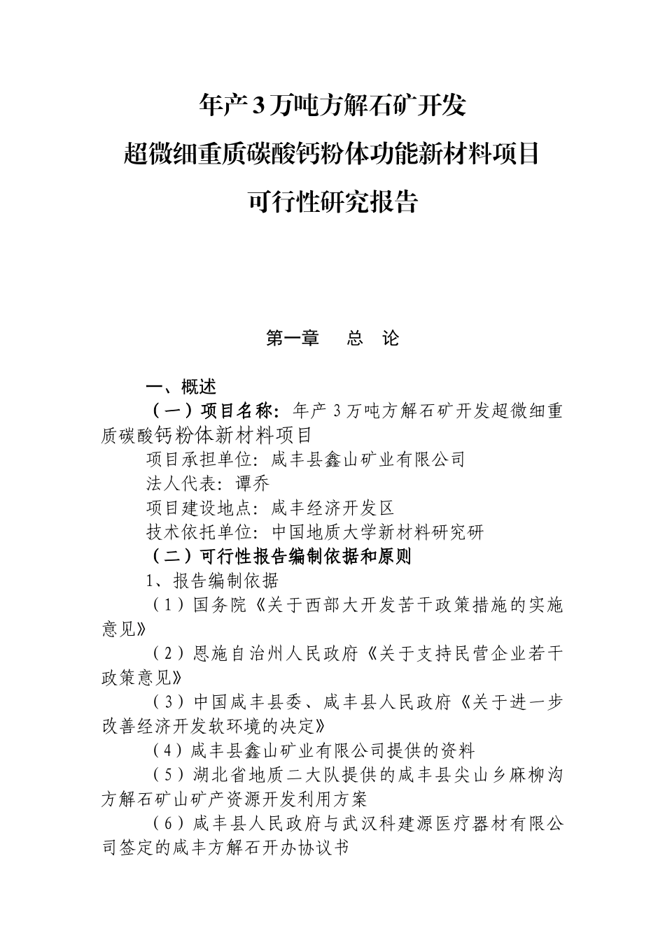 鑫山矿业有限公司项目可行性研究报告_第1页