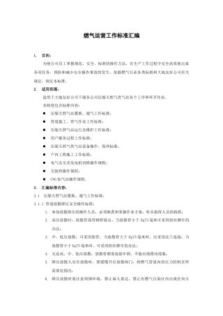 燃气运营工作标准汇编