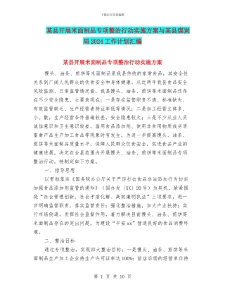 某县开展米面制品专项整治行动实施方案与某县煤炭局2024工作计划汇编