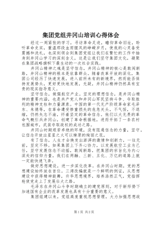 集团党组井冈山培训心得体会