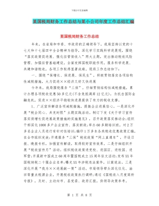 某国税局财务工作总结与某小公司年度工作总结汇编