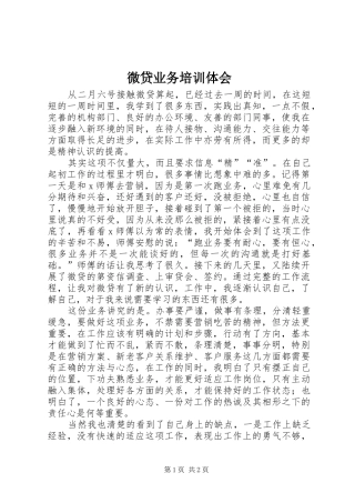 微贷业务培训体会