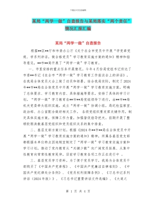 某局“两学一做”自查报告与某局落实“两个责任”情况汇报汇编