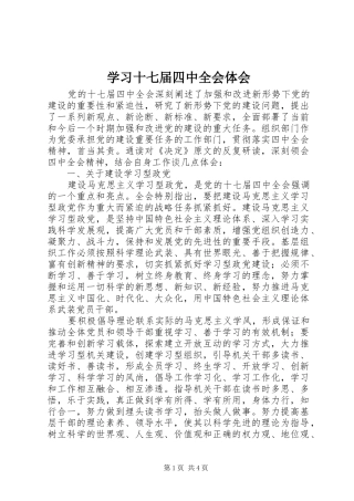学习十七届四中全会体会