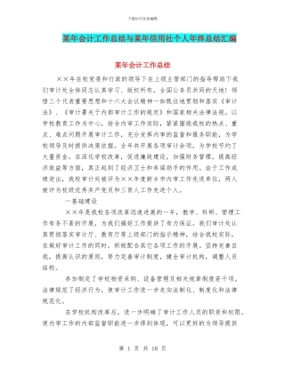 某年会计工作总结与某年信用社个人年终总结汇编
