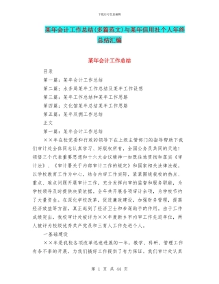 某年会计工作总结与某年信用社个人年终总结汇编.doc