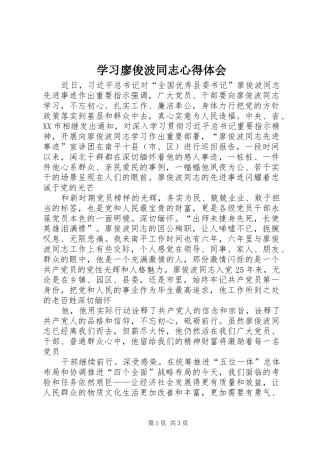 学习廖俊波同志心得体会