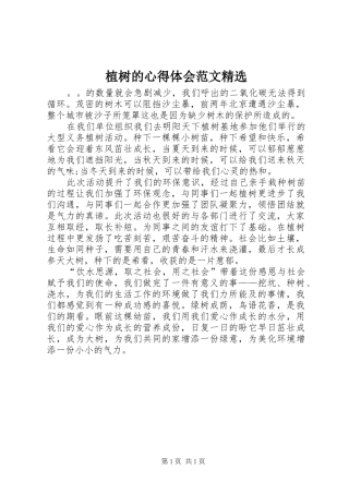 植树的心得体会范文精选