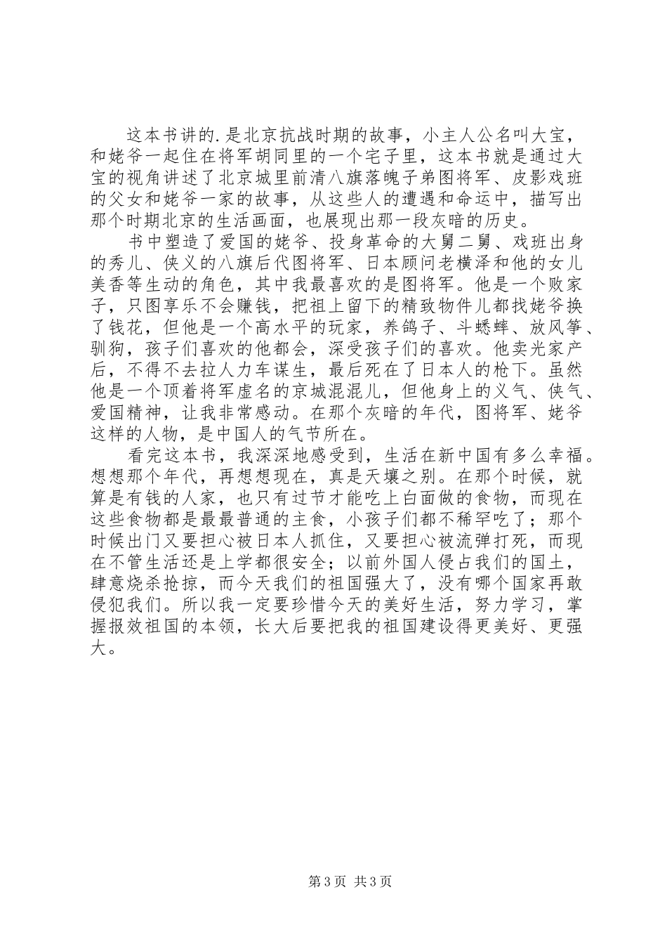 将军胡同读后感_第3页