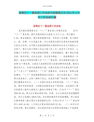 某景区十一黄金周工作总结与某服饰公司2024年上半年工作总结汇编
